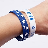 economico 250° Anniversario degli Stati Uniti-18 braccialetti patriottici in silicone – rosso, bianco &amp;design bandiera blu degli Stati Uniti, braccialetti regolabili multicolori per il 4 luglio, il Memorial Day, bomboniere