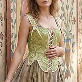 cheap Tops-Medieval Renaissance Cottagecore Corset Bodice Viking Peasant Lace up Fancy Dress Women's Celtic Fantasy Halloween Carnival Performance LARP Ren Faire Adults' Corset