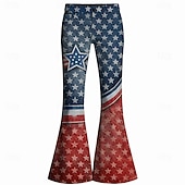  250° anniversario USA Retrò Vintage Anni '70 Pantaloni Pantaloni a zampa d'elefante Hippie Disco Vita alta Zigzag Costume Per donna Mascherata 4 Luglio Feste Giorno dell'Indipendenza Adulti Pantaloni