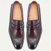 billiga Premium läder Loafers-Herrloafers i premiumläder – äkta kohud, vävd textur, slip-on-komfort, elegant formell stil, perfekt för bröllop, kontor, fester och speciella tillfällen