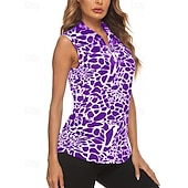 levne Dámská košile-Dámské Grafika Leopard Sportovní košile Turistická polokošile Tenisové tričko Bez rukávů Zip Vysoká pružnost Odvod vlhkosti Prodyšné Tenis Golf Pickleball Přehnutý Límec na zip Tričko Vrchní část