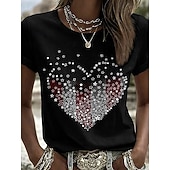  American Independence Day Women's T Shirt Print Graphic Flag Letter Vintage Stylish Classic Short Sleeve Crew Neck Regular Tops Daily Blue Black White Red Navy Blue Summer Spring