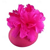 voordelige Fascinators-Fascinators Flax Wedding Birthday Elegant Vintage Cute With Feather Floral Headpiece Headwear
