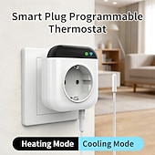 abordables appareils électroménagers-Thermostat intelligent programmable Wi-Fi, mini-régulateur de température à brancher (10 A), compatible avec les prises électriques, application de contrôle, commande vocale, minuterie et interrupteur