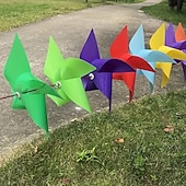 abordables Recreación al Aire Libre-100 unidades - Guirnalda de molinillos de viento de 4 hojas, molinillos de plástico coloridos, incluye 30 metros de hilo, perfectos para bodas, cumpleaños, fiestas y decoración de jardines.