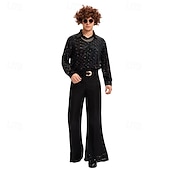 halpa Asusteet-Setti Retro / vintage 1970 luku Pusero / hame Housut Pitkähihainen Hippi Disko Naamiaispuku Miesten Halloween Karnevaali musiikkifestivaali Retro-teemaiset juhlat Aikuisten Pusero Housut
