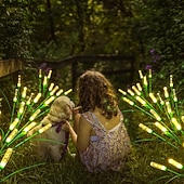 abordables Luces de camino y linternas-2 luces solares de exterior con forma de estaca de burbujas de 10 cabezas, impermeables, con LED oscilantes para jardín, patio, césped, camino, villa, fiesta, cumpleaños, vacaciones e iluminación de