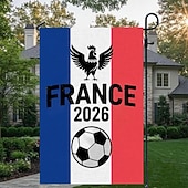 baratos Bandeiras de Jardim, Banner-Bandeira de jardim da seleção francesa de futebol para 2026, com design tricolor, emblema de galo e bola de futebol, decoração perfeita para áreas externas para fãs do futebol francês.
