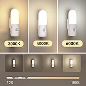 お買い得  センサー常夜灯-スマートモーションセンサー搭載多機能懐中電灯 &amp;ナイトライト、USB充電式、マグネット式クリップオン、3色調光可能、明るさ調節可能、180°回転可能なLEDランプ（寝室、階段、ベッドサイド用）