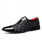 abordables Chaussures Derby-Chaussures décontractées à lacets en similicuir rouge à motifs pour hommes, élégantes et stylées, parfaites pour le travail, les soirées et le quotidien.