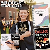  libretto di carte regalo per la sopravvivenza al college, libretto di carte regalo per la laurea 2026, formato 7 x 5 pollici, libretto organizer per la sopravvivenza, kit di assistenza per la partenza