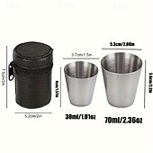 abordables Utensilios de cocina y gadgets-Juego de 5 vasos de acero inoxidable, vasos de vino portátiles con estuche de cuero, diseño en forma de bala, ideales para acampar, bares y restaurantes, duraderos y apilables, disponibles en