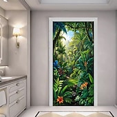 お買い得  ガレージとドアのバナー-ポスター ドアカバー 屋外バナー 森林 3D パーティー 寮 ティーンズルーム 大学寮 男の隠れ家フラットベッドルーム 撮影背景 ホームデコレーション