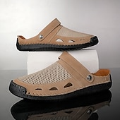 levne Pohodlné sandály-Pánské hnědé perforované nazouvací sandály – prodyšné, pohodlné, lehké, ideální na léto, běžné nošení i do přírody