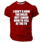  Мужская футболка с надписью «Я не знаю правил, но знаю, как кричать на телевизор», футболка черного цвета с графическим принтом, круглый вырез, футбольный турнир, дизайнерская одежда, размеры S M L XL