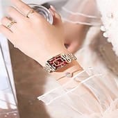 billige Kvartsklokker-Morsdagsgave dameklokke, firkantet urskive i roségull med glitrende krystaller, vanntett kvarts armbåndsur i rustfritt stål, elegant klokkesmykke til kona, urskiver i flere farger