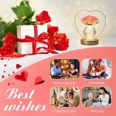 cheap Lamps &amp; Lamp Shades-Rose Flower Lamp,Birthday Gifts for Women,Rechargeable Cordless LED Touch Lamps,3-Colour Infinitely Dimming Small Night Light,for Living Room,Dining Room,Bedroom Festival Home Decor