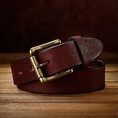 Χαμηλού Κόστους Ανδρικές ζώνες-Ανδρικά Ζώνη Αυτόματη πόρπη γνήσιο δέρμα Χαλκός Κομψό στυλ street Σύγχρονο Καθημερινό Χαλάρωση Συμπαγές Χρώμα Κόκκινο Κρασιού Μαύρο Καθημερινά Επιχείρηση Επίσημο Ζώνη μέσης