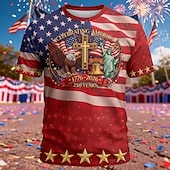 economico T-shirt Patriottici 250-4 luglio 2026 250° Giorno della Memoria T-Shirt da Uomo a Maniche Corte con Collo Rotondo Stampa 3D Bandiera Americana Casual Street