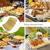 رخيصةأون أدوات وأجهزة المطبخ-٥٠ قطعة من الملاقط الخشبية، أدوات طبخ للاستخدام مرة واحدة، ملاقط صغيرة من الخيزران، ملاقط طبيعية للخبز والتحميص، أدوات شواء، تستخدم في محلات الشاي والقهوة، أواني طهي للشواء، مشابك طعام.