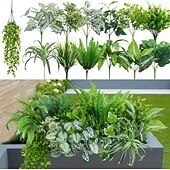 お買い得  人工植物と緑-16個の屋外用人工植物、UV耐性フェイク低木、プラスチック製グリーン、屋外屋内吊り下げ植物、庭、ポーチ、窓辺のプランター、ホームウェディング、ファームハウス装飾用フェイク植物