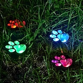 お買い得  地上のライト-かわいいソーラー足跡ライト4個パック、防水屋外ガーデンライト、庭、パティオ、花壇、芝生の装飾用のLED動物ヤードライト