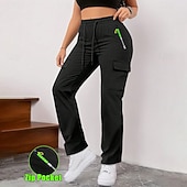 economico pantaloni cargo da donna-Per donna Pantaloni Cargo Pantaloni Pantaloni da Lavoro Pantaloni Estivi Vacanza Moda Casual Quotidiano Lunghezza intera Vita Alta Semplice Coulisse Elastico in vita Tasca con cerniera Comodit