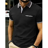 economico Polo classica da uomo-Per uomo Polo Maglia da golf Casuale Streetwear Bavero Manica Corta Essenziale Moderno Blocco di colori Tasca Bottoni Estate Primavera Vestibilità regolare Nero Bianco Giallo Borgogna Blu marino