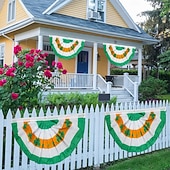 abordables Banderas de Jardín, Banner-St Patrick's Day Fan Flag, Shamrock Design, Festival Half-Round Banner, Irish Party Decor, Green Clover Flag for St. Patrick's Day Celebration.