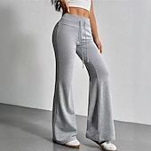 abordables Pantalones de pierna recta-Mujer Pantalones de Deporte Pantalones Pantalones de verano Pantalones casuales Vacaciones Moda Casual / Diario Longitud total Alta cintura Plano Correa Cintura elástica Pierna recta Comodidad Suave