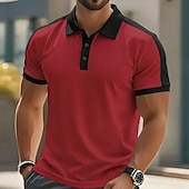 abordables Polo classique pour homme-Homme Polo Chemise de golf Occasionnel Sports Classique Manche Courte Mode Frais Bloc de Couleur Boutons Été Printemps Printemps &amp; Automne Coupe régulière Noir Blanche Rouge Bordeaux Kaki Gris Claire