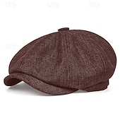 levne Pánské klobouky-Pánské PLacatá čepice Klobouk Ascot Novinářský klobouk Černá Hnědá Polyester Módní Na běžné nošení ulice Denní Bez vzoru Prodyšné