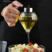 cheap Kitchen Utensils &amp; Gadgets-8oz Glass Diamond-Shaped Drip-Free Condiment Dispenser with Built-In Spout - Transparent Kitchen &amp; Restaurant Oil Bottle for Olive Oil, Vinegar, Soy Sauce - Elegant Sturdy Container, Versatile