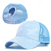 baratos Bonés, Chapéus e Visores-Baseball Cap Running Cap Sun Hat Women's Cap Running Cap Patchwork Camo / Camouflage Sun Protection Windproof Heat Dissipation for Tennis Baseball Running Summer Spring Black White Pink