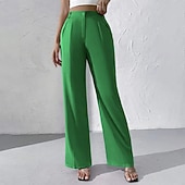 ieftine pantaloni rochii de dama-Pentru femei Pantaloni Costume Pantaloni de vară Vacanță Modă Casul Zilnic Lungime totală Talie Înaltă Culoare solidă Simplu Fermoar Buzunar Picior Larg Confort Ușor Απαλό Micro-elastic Haine de