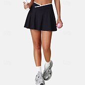 tanie Spódnice i szorty damskie-Damskie Solidne kolory Spódnica casualowa Spódnice tenisowe z szortami Spódnica sportowa Kieszeń Wysoka talia Elastyczny Odvádí pot Oddychający Bransoletka tenisowa Golf Pikle Spódnica Czarny Biały