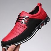 abordables Baskets Décontractées-Chaussures décontractées à lacets rouges et noires pour hommes, modernes et sportives, confortables au quotidien pour le travail, les voyages et les loisirs.