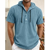  Ανδρικά Πουκάμισο Πουκάμισο Popover Casual πουκάμισο Κοτλέ πουκάμισο Λευκό Βαθυγάλαζο Γκρίζο Μπλε Απαλό Κοντομάνικο Σκέτο Με Κουκούλα Causal Καθημερινά Μπροστινή τσέπη Ρούχα Κομψό Μοντέρνα Καθημερινό