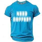 cheap Men's Funny T shirts-Men's NEED COFFEE? Funny Blurry Dizzy Effect Graphic T-Shirt Coffee Lover Gift Motion Blur Text Print Casual Short Sleeve Tee Office Humor Designer Clothing Apparel S M L XL XXL XXXL