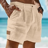preiswerte Urlaub-Herren Shorts Leinenshorts Sommershorts Strandshorts Baggy-Shorts Tasche Elastischer Bund Einfach Leicht Atmungsaktiv Knielang Outdoor Strand Ferien Urlaub Mode Blau Schwarz Unelastisch