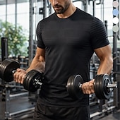 billiga Löpar-T-shirts och linnen-Herr Solid färg T-shirt för jogging Kompressionströja Atletisk skjorta Sport topp Sommar Kortärmad Snabb tork Fuktabsorberande Andningsfunktion Gymträning Gång Joggning Svart Vit Himmelsblå