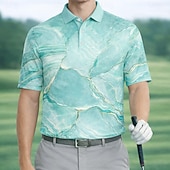 cheap Men's Golf Polo-Men's Marble Golf Sports Polo Shirts Short Sleeve Polo Shirts Collared Shirts Casual Athleisure Buttons Spring &amp; Summer Blue Red Purple