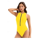  בגדי ריקוד נשים מגן מפריחה בגד ים אחיד רוכסן קדמי ספנדקס הגנה מפני השמש UV UPF50+ ייבוש מהיר ללא שרוולים חליפת גוף בגד ים גלישה חוף ספורט מים קיץ