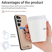 abordables 2026 Samsung Galaxy S26 Série-téléphone Coque Pour Samsung Galaxy S26 S26 Plus S26 Ultra Coque Arrière avec Support Support Anneau Emplacement Carte Rétro TPU Fibre faux cuir