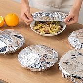 abordables Utensilios de cocina y gadgets-100 tapas de aluminio para conservar el calor: tapas reutilizables para recipientes de alimentos, a prueba de fugas y con cierre hermético, perfectas para almacenar alimentos, mantienen la comida