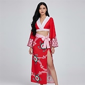 cheap Anime Costumes-Ocean Adventurer Straw Hat Pirate Anime Dress Outfits Masquerade Cosplay Suits Halloween Vacation Anime Expo Costume For Women's Adults'
