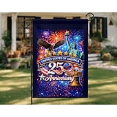 olcso 250. évforduló-Az USA 250. évfordulóját ünneplő kerti zászló sassal, Szabadság-szoborral és tűzijátékkal, tökéletes kültéri kiállításra