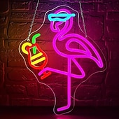 levne Dekorativní světla-plameňák, koktejl, palma &amp;Nástěnná svítidla s neonovým nápisem s vlnami, napájení přes USB, stmívatelné LED světlo s barevnými možnostmi pro interiér, ložnici, obývací pokoj, hernu, bar, párty,