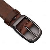 baratos Cintos para Homem-Homens Cinto Ajustável couro legítimo cromada Roupa de rua Moderna Lazer Côr Sólida Preto Marron Diário O negócio Formal Cinto para a Cintura