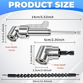 Χαμηλού Κόστους σετ τρυπανιού-Σετ 4 προσαρμογέων τρυπανιού ορθής γωνίας 105 μοιρών, κρουστικό μηχανισμό κίνησης και μαγνητικό τρυπάνι με υποδοχή κατσαβιδιού, γωνιακό εργαλείο, πλήμνη βίδας (κοντή + μακριά) και εύκαμπτη γωνιακή